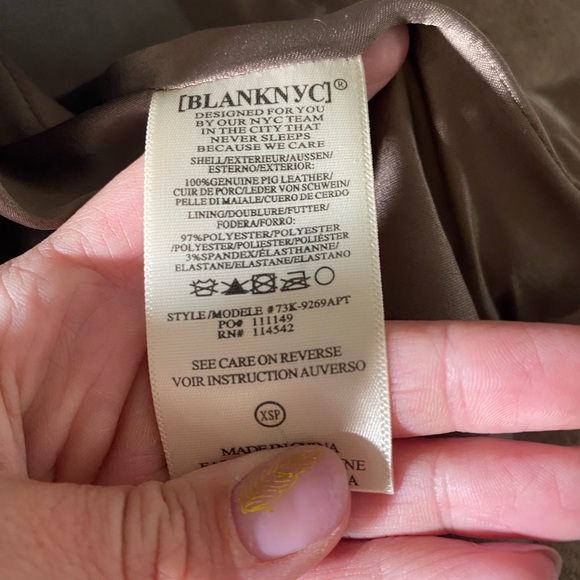 Women’s Tan Blank NYC Leather Moto Jacket, XSP - Picture 2 of 5